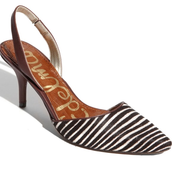 Sam Edelman Shoes - HP🎉SAM EDELMAN Orly Zebra Slingback Calfhair Pump